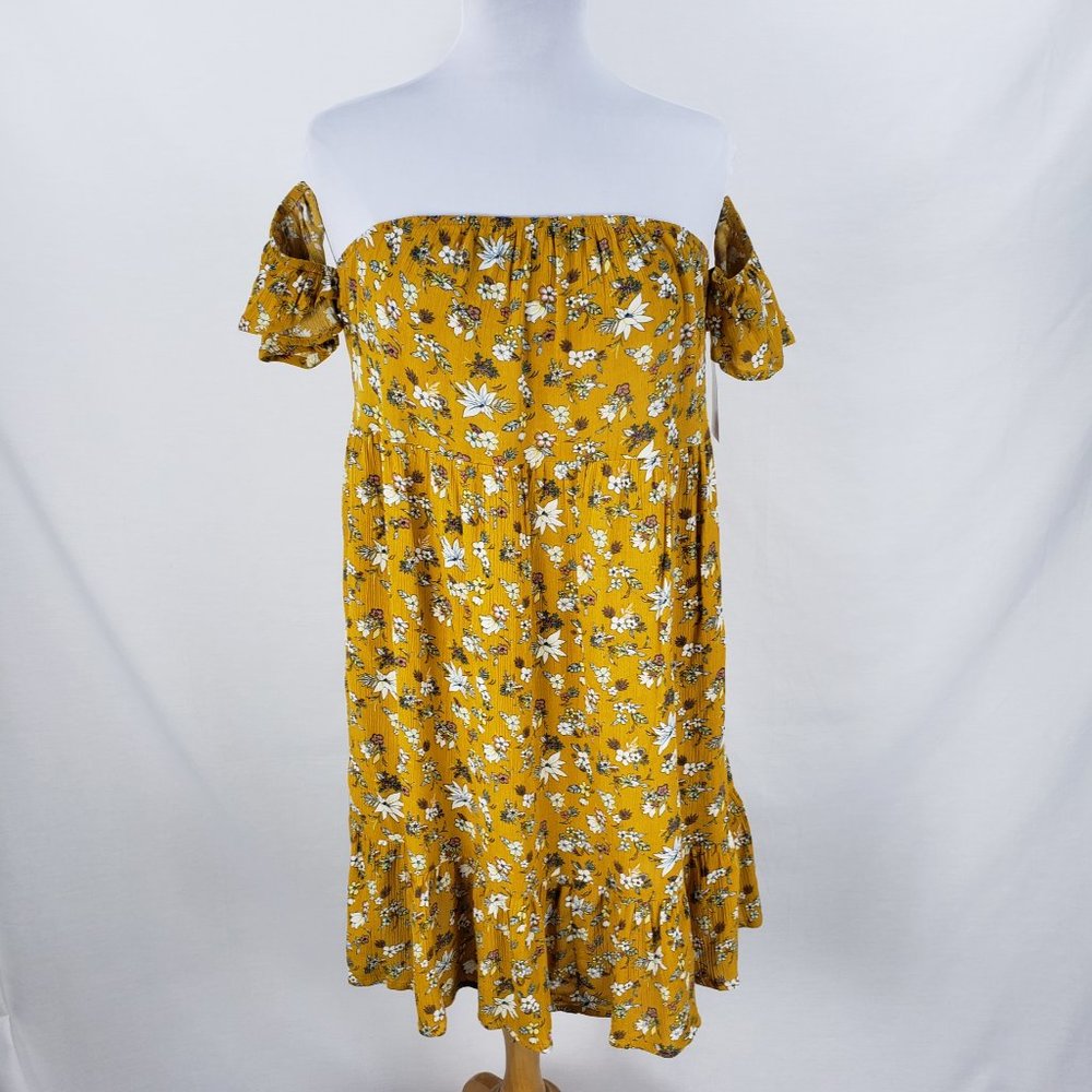 Mossimo Dress or Long Blouse Top Gold Flor… - Picture 3 of 14